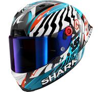 Shark Aeron GP FIM 2 Speed Fancy Carbon Casco, bianco-carbone-blu, taglia L per maschi