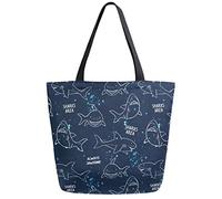 Shark Area Borsa della spesa riutilizzabile per la spesa Borsa in tela Borsa a tracolla grande pieghevole lavabile per donna