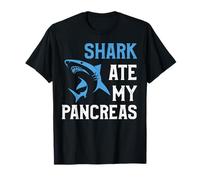 Shark Ate My Pancreas Funny T1D Diabetico Tipo 1 Diabete Maglietta