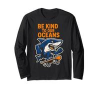 Shark Be Kind To Our Oceans Vintage Ragazzi Shark Maglia a Manica