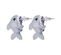 Shark Biting Earrings - Cartoon Animal Ear Studs Featuring Crocodile, Designs | Whimsical Jewelry for Women, Girls | Daily Wear Accessories for Outfits, Party Looks, Novelty, Fun Decoration