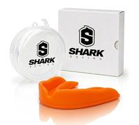 SHARK BOXING Paradenti per boxe, MMA, Muay Thai con scatola, vestibilità personalizzata, protegge i denti durante combattimenti e allenamenti, 100% modellabile (arancione)