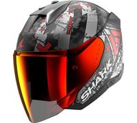 Casco Jet Shark Skwal i3 Jet Hellcat Nero Opaco Chrome Rosso S