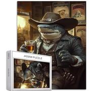 Shark Cowboy - Puzzle da 1000 pezzi per adulti Poster occidentale sfondo artistico puzzle colorato fai da te per la decorazione della casa regali puzzle famiglia perfetto per serate di gioco, 50 x 70