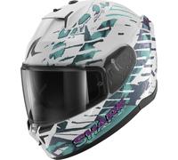 Shark D-Skwal 3 Reptaia Casco, bianco/turchese/nero, Taglia XS (53/54)