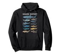 Shark Expert Chart Kids Boys Men Ocean Species Felpa con Cappuccio