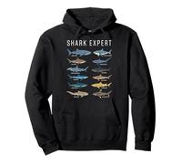 Shark Expert Chart Kids Boys Men Ocean Species Felpa con Cappuccio
