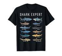 Shark Expert Chart Kids Boys Men Ocean Species Maglietta