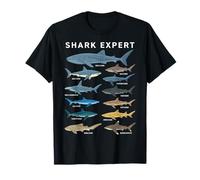 Shark Expert Chart Kids Boys Men Ocean Species Maglietta