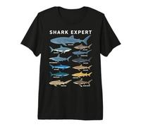 Shark Expert Chart Kids Boys Men Ocean Species Maglietta Premium