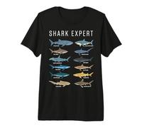 Shark Expert Chart Kids Boys Men Ocean Species Maglietta Premium