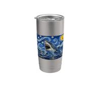 Shark Fish Van Gogh Style Starry Night Funny Graphic Cool Bicchiere termico in acciaio inox doppia parete