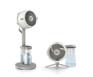 Shark FlexBreeze Pro Mist Ventilatore per Interni ed Esterni senza Filo con Nebulizzatore, Portatile, Raggio 20 m, a Piantana o da Tavolo, 5 Velocità, Silenzioso, Telecomando, Tortora FA300WHEU
