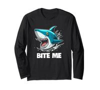 Shark Funny Bite Me Ocean Predator Sarcastico Beach Attitude Maglia a Manica