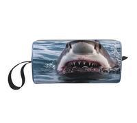 Shark in The Lake Borse cosmetiche per le donne Borsa per il trucco portatile Borsa da viaggio Borsa da viaggio Borsa per la ricezione quotidiana Borsa da toilette di grande capacità, bianco, Taglia