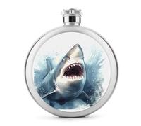 Shark in the Sea - Fiaschetta rotonda in acciaio inox a prova di perdite, per compleanno, Natale, per uomini, donne, damigella d'onore, matrimoni, feste, 141,7 g