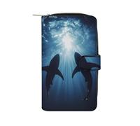 Shark in The Sea - Portafoglio da donna in pelle PU, lungo, organizer per ufficio e viaggio