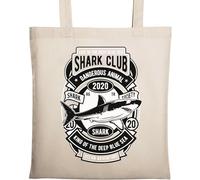 Shark King of The Deep Blue Sea Borsa tote in cotone ecologico naturale beige