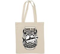 Shark King of The Deep Blue Sea Borsa tote in cotone naturale bianco