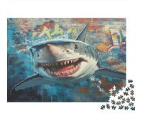 Shark Mural Art-urban Street Style Puzzle Impossible 1000 Pezzi Decorazione Per La Casa. Rilassamento E Intelligence Per Adulti E Ragazzi Da 14 Anni 52x38cm/1000pcs