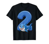 Shark Number 2 Birthday Ocean Kids Party 2nd Beach Fish Two Maglietta