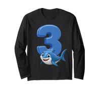 Shark Number 3 Birthday Party Ocean Kids Party 3rd Beach Three Maglia a Manica
