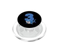 Shark Number 3 Birthday Party Ocean Kids Party 3rd Beach Three PopSockets PopGrip per MagSafe