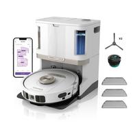 Shark PowerDetect Robot Aspirapolvere Lavapavimenti 2 in 1, NeverTouch Pro Autosvuotante, Autoriempimento, Autopulizia, Navigazione 3D LiDAR, Bypass Ostacoli NeverStuck, WiFi/App, Bianco AV2810ZEEUWH