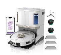 Shark PowerDetect Robot Aspirapolvere Lavapavimenti 2 in 1, NeverTouch Pro Autosvuotante, Autoriempimento, Autopulizia, Navigazione 3D LiDAR, Bypass Ostacoli NeverStuck, WiFi/App, Bianco AV2820ZEEUWH