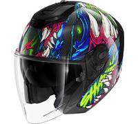 Shark RS Jet Carbon Shaytan Casco Jet, carbone-rosso-verde-blu, taglia L per maschi