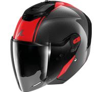 Shark RS Jet Carbon Skin Casco Jet, nero-rosso, taglia S per maschi