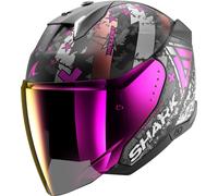 Shark Skwal i3 Jet Hellcat Casco Jet, nero-bianco-rosa, taglia S per maschi