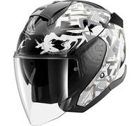 Shark Skwal Jet Pranz Casco Jet, nero-bianco-oro, taglia S per maschi