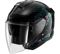 Shark Skwal Jet Reptaia, casco aperto S female Nero/Turchia/Fucsia