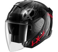 Shark Skwal Jet Shiever, casco aperto S female Nero/Grigio/Rosso