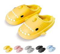 Shark Slides Winter, Fluffy Plush Shark Slides, Winter Shark Slides Nonslip Soft Comfy Cloud Shark Slippers (42/43 EU, Yellow)