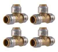SharkBite Max 1/2" Tee, Confezione da 4, Push to Connect, Raccordo idraulico in ottone, tubo PEX, rame, CPVC, PE-RT, HDPE, UR362A4