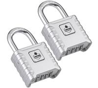 SharkByte Confezione da 2 lucchetti a combinazione resistenti, resistenti alle intemperie, 52 mm, 4 cifre, con grilli in acciaio inox da 8 mm, antiruggine e ripristinabili, per cancelli, capannoni