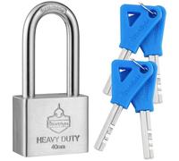 Sharkbyte Lucchetto in acciaio inox con 4 chiavi, impermeabile, per esterni, resistente alle intemperie, corpo e meccanismo temprati, ideale per cancelli, capannoni, garage, catene e magazzini, ecc