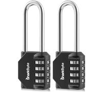 SharkByte Lucchetto lungo [6,6 cm Grillo] Lucchetto a combinazione resistente a 4 quadranti, resistente alle intemperie per palestra, scuola, armadietto, capannone all'aperto, garage, recinzione, Hasp