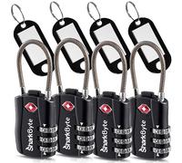 SharkByte Lucchetto per bagagli approvato TSA, lucchetto a combinazione di sicurezza a 3 cifre con tag, cavo flessibile da viaggio, serrature per valigie, borse, palestra, piccolo lucchetto per