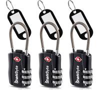 SharkByte Lucchetto per bagagli approvato TSA, lucchetto a combinazione di sicurezza a 3 cifre con tag, cavo flessibile da viaggio, serrature per valigie, borse, serratura da palestra, piccolo