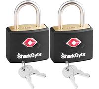 SharkByte Serratura per bagagli approvata TSA con chiavi, confezione da 2, lucchetti da viaggio con chiave, lucchetto per valigie, serrature per bagagli a chiave piccola, armadietti da palestra, borse