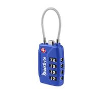 SharkByte TSA - Lucchetto a combinazione di sicurezza a 4 quadranti con cavo metallico flessibile per valigie, valigie, borse da viaggio, armadietto da palestra, piccolo lucchetto (confezione da 1)