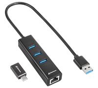 Sharkoon 4044951037575 replicatore di porte e docking station per laptop Wireless USB 3.2 Gen 1 [3.1 Gen 1] Type-C Nero (HUB 3X