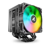 Sharkoon dissipatore ad aria 1x 120mm argb pwm fan, 1x 120mm pwm fan, 6x copper pipes, direct touch,