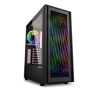 SHARKOON RGB Wave ATX-MIDI-Tower House senza alimentazione (parte laterale con Windows, RGB LED-LOUVER, 2x USB, 1x USB-C)