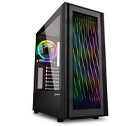 SHARKOON RGB Wave ATX-MIDI-Tower House senza alimentazione (parte laterale con Windows, RGB LED-LOUVER, 2x USB, 1x USB-C)