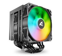 Sharkoon dissipatore ad aria 1x 120mm argb pwm fan, 1x 120mm pwm fan, 6x copper pipes, direct touch,