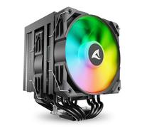 Sharkoon dissipatore ad aria 1x 120mm argb pwm fan, 1x 120mm pwm fan, 6x copper pipes, direct touch,